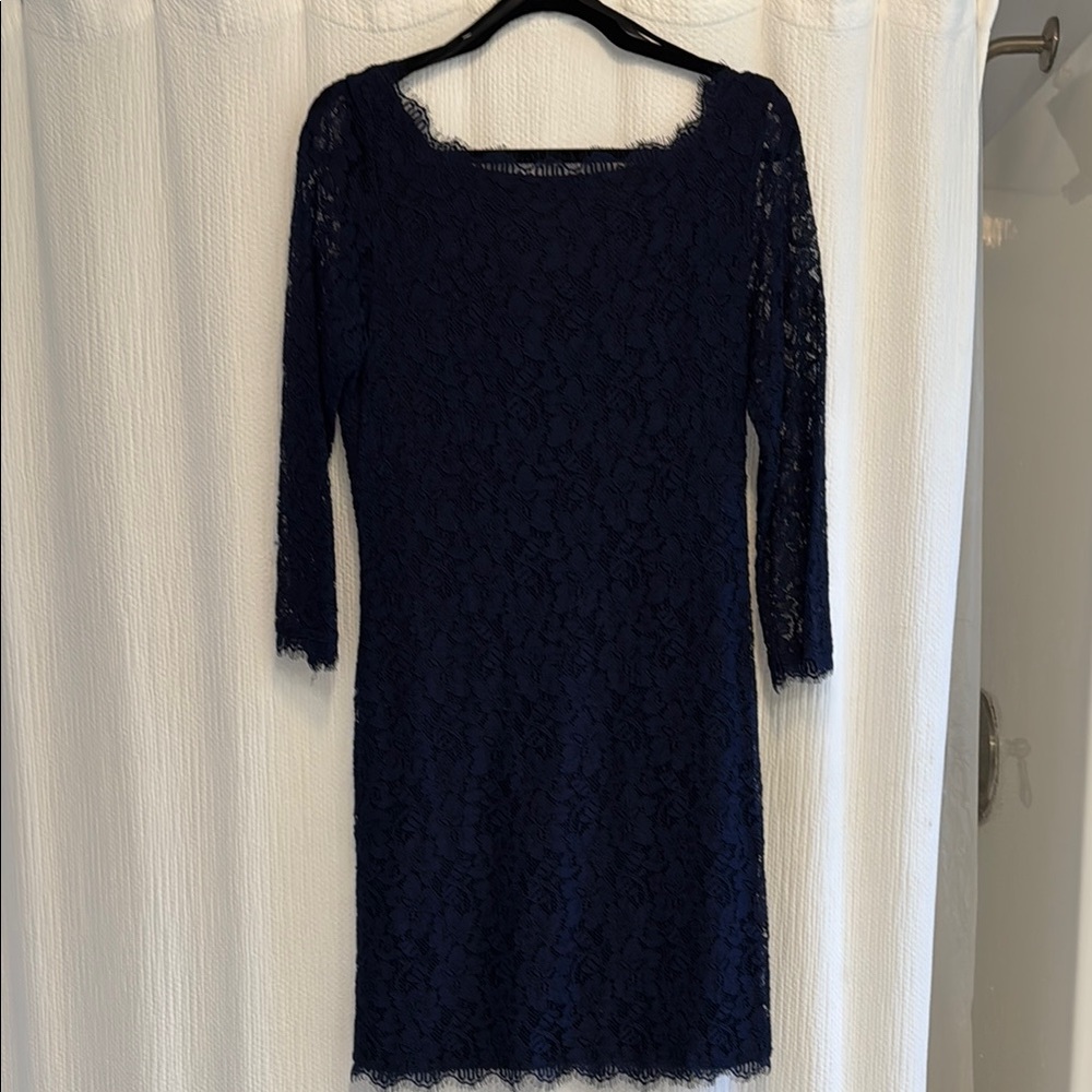 Elegant Navy Lace Dress